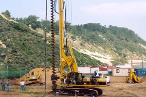 CFA rig on a hillside site